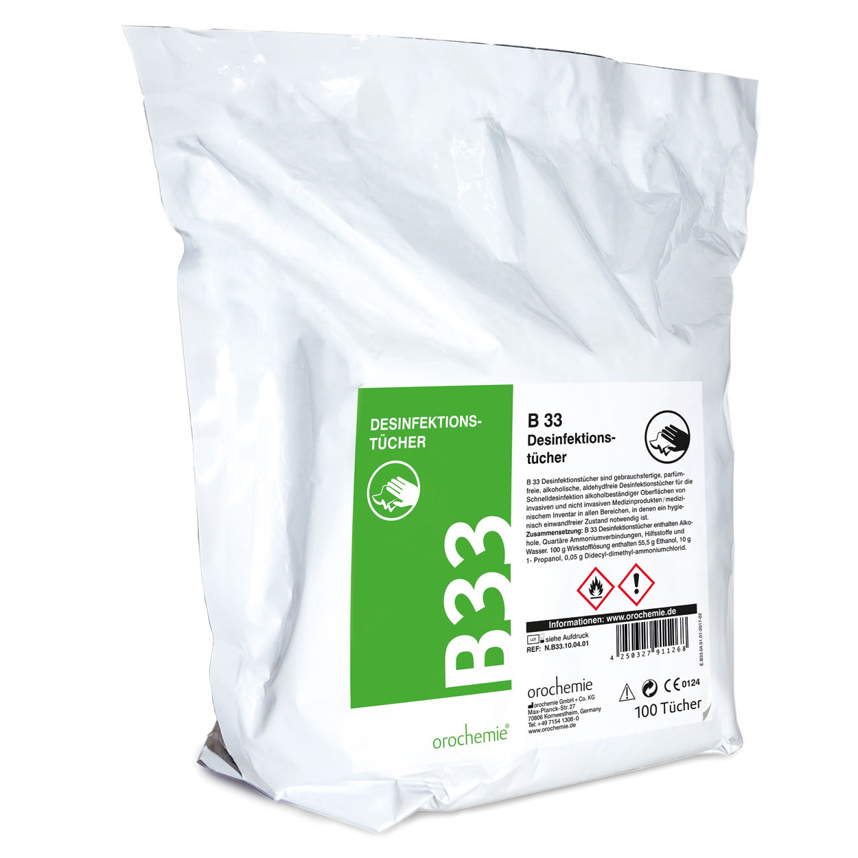 B 33 Desinfektionstücher - Karton à 4 Nachfüllpackungen à 100 Stück