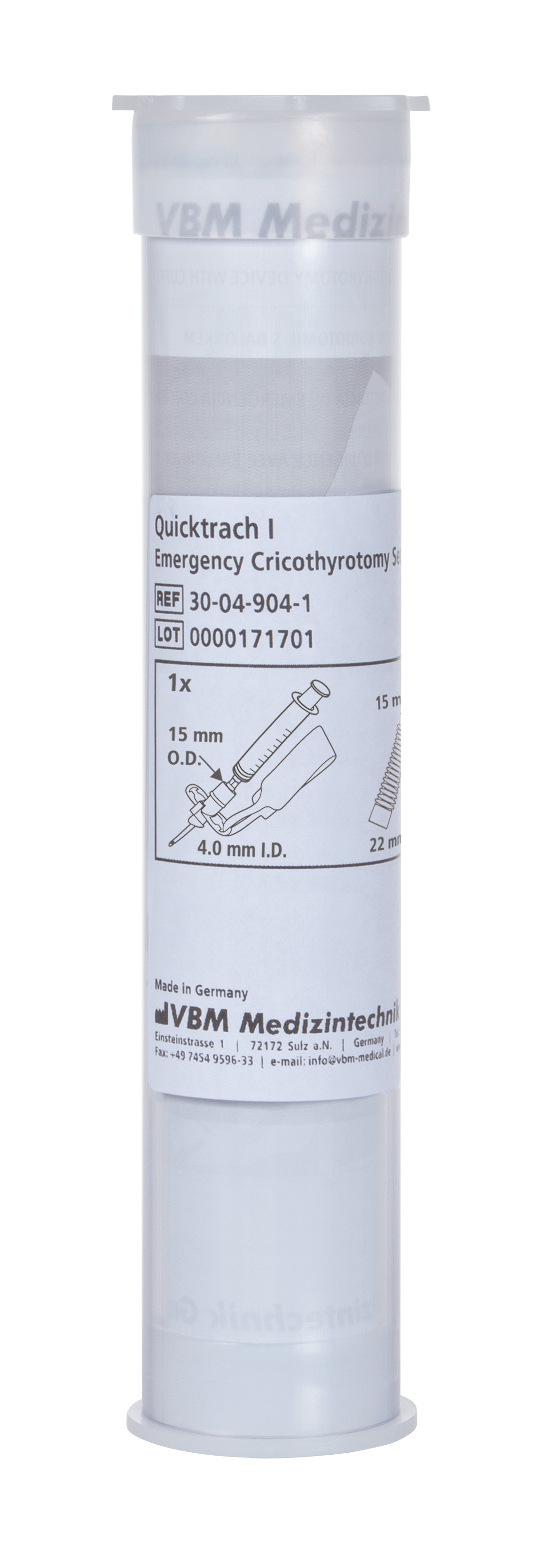 Quicktrach I, Koniotomie-Set, vormontiert