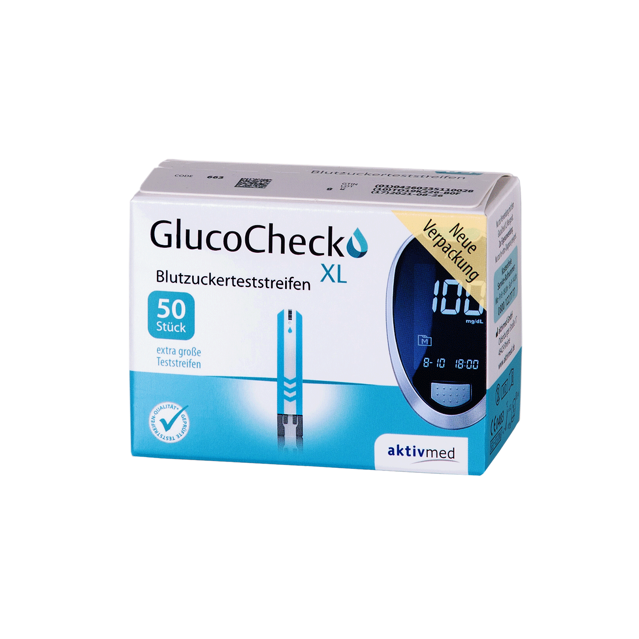 GlucoCheck XL Blutzuckerteststreifen - Packung à 50 Stück 