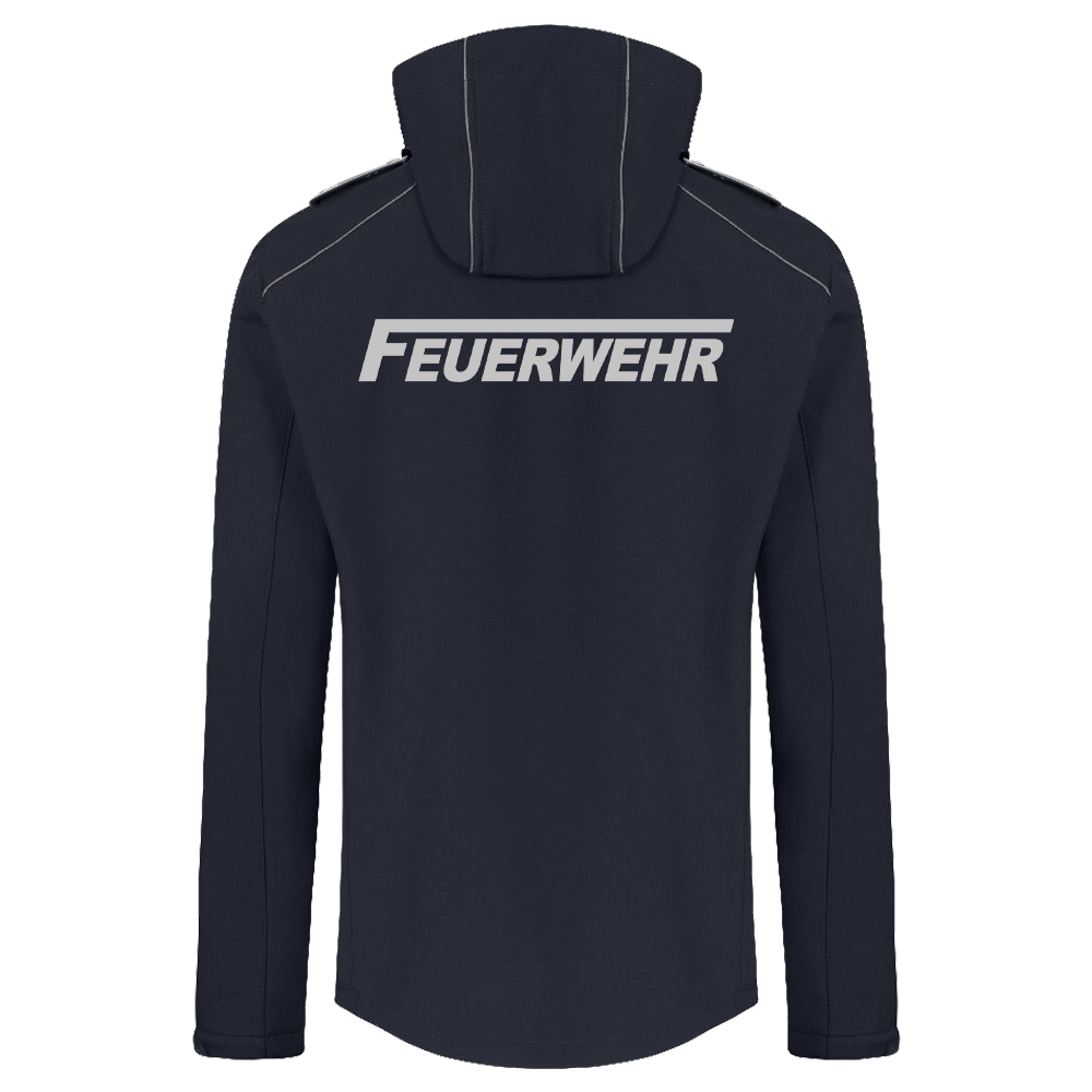 Feuerwehr Softshell Jacke Herren navy Logo Druck