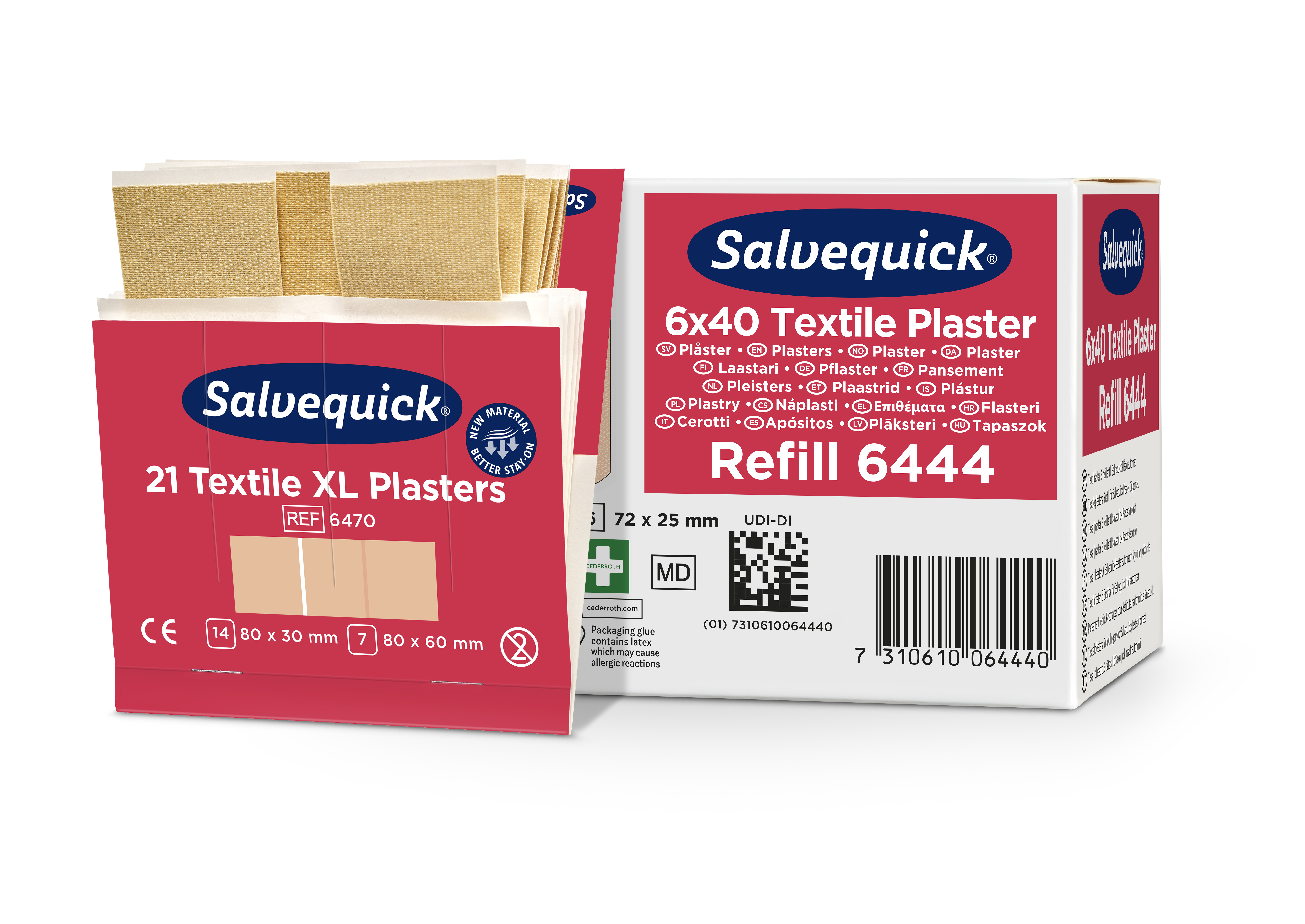 CEDERROTH Salvequick Textilpflaster XL - Packung à 6 x 21 Stück