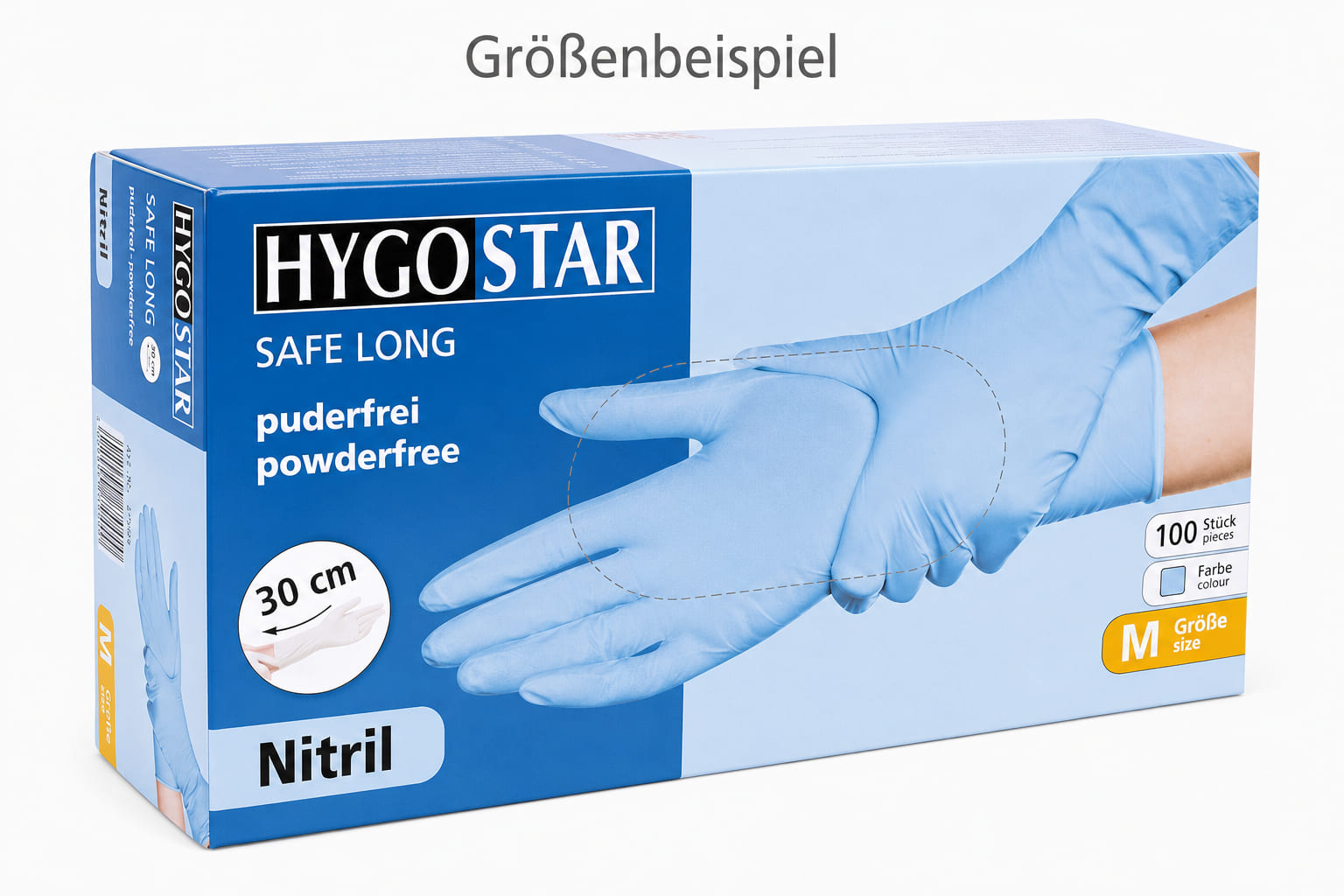Nitrilhandschuhe Safe long in blau - Packung à 100 Stück