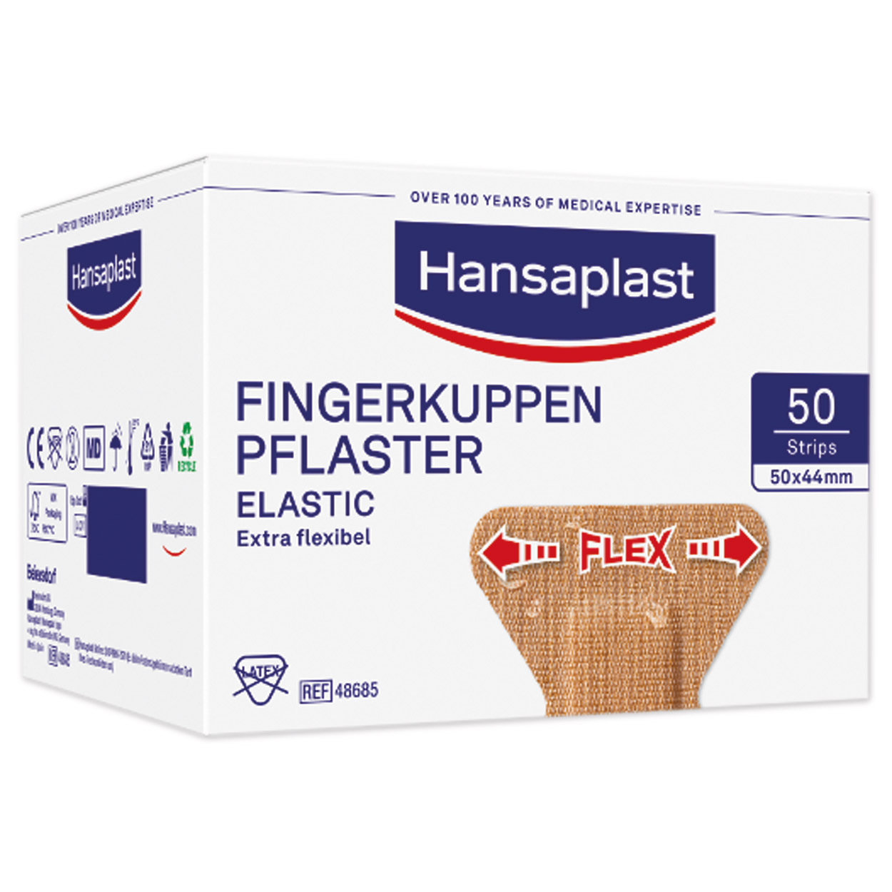 Hansaplast Elastic Fingerkuppenpflaster 4,4 x 5 cm - Packung à 50 Stück