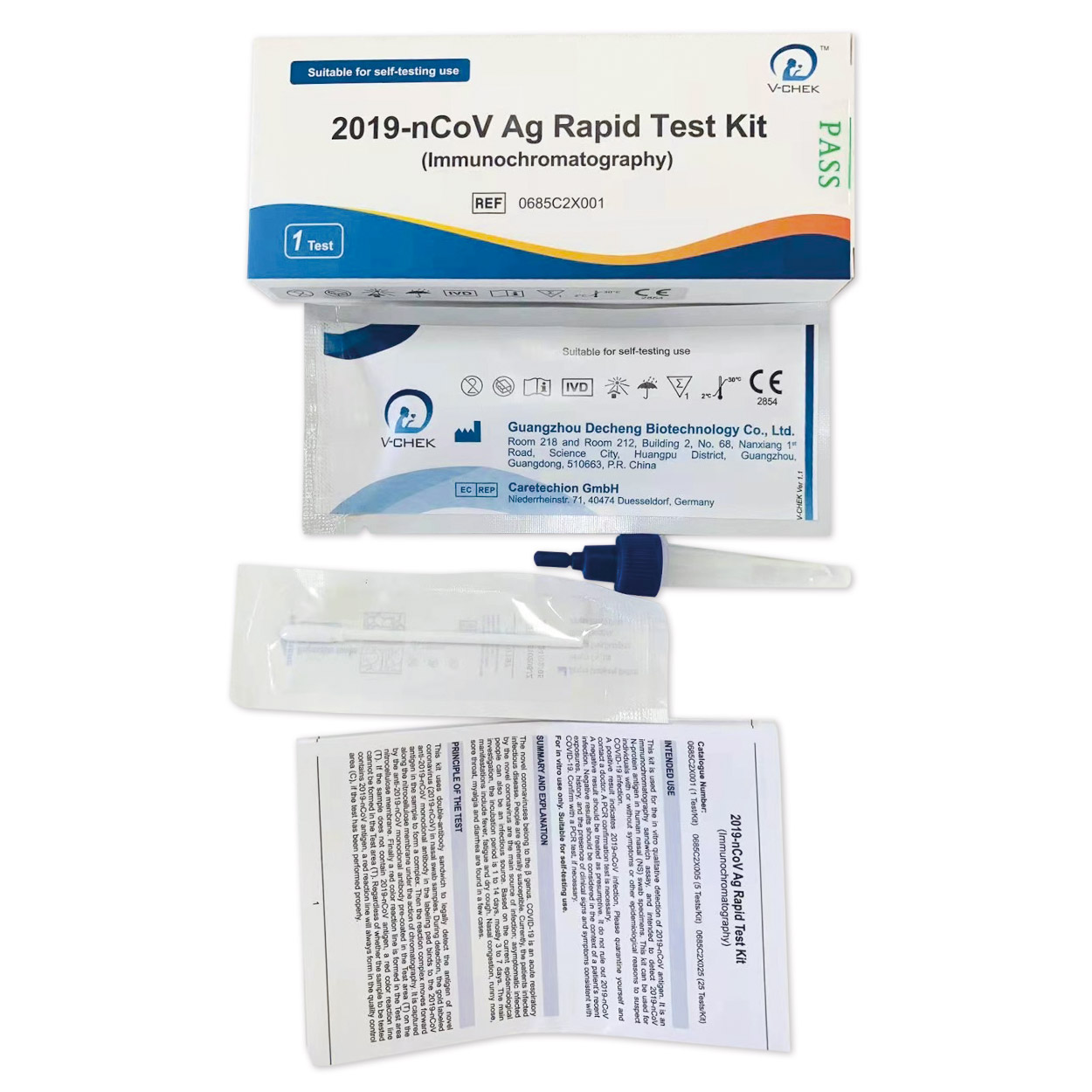 V-Check Nasen-Abstrich-Test für Laien - Corona Antigen-Schnelltest - Einzelpackung