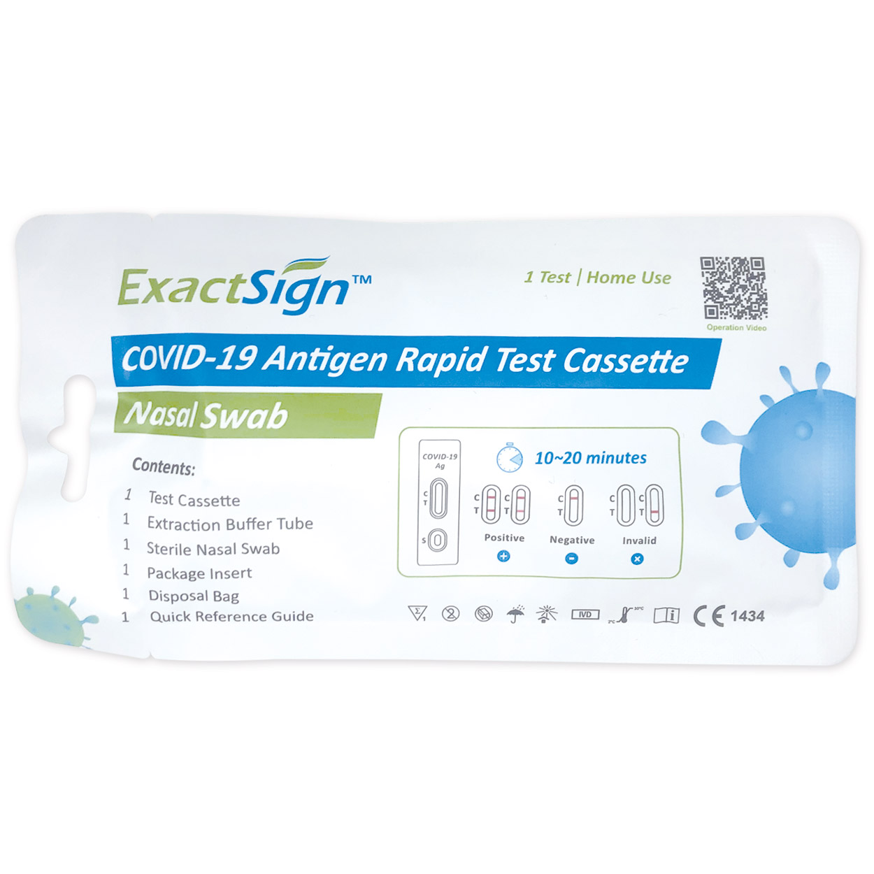 ExactSign Nasen-Abstrich-Test für Laien - Corona Antigen-Schnelltest - Einzelpackung