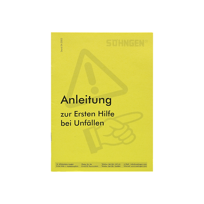 Anleitung Erste Hilfe Heftform gelb, entspricht DGUV 204-006