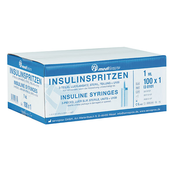 Insulinspritzen 1 ml, 3-teilig - Packung à 100 Stück