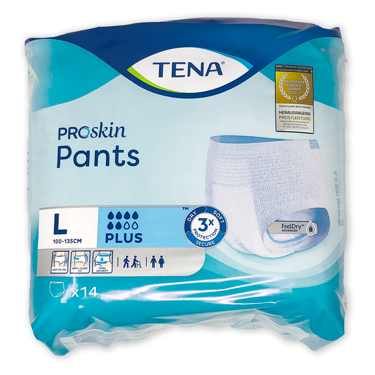 TENA Pants Plus Einweghosen Größe L - Packung à 14 Stück