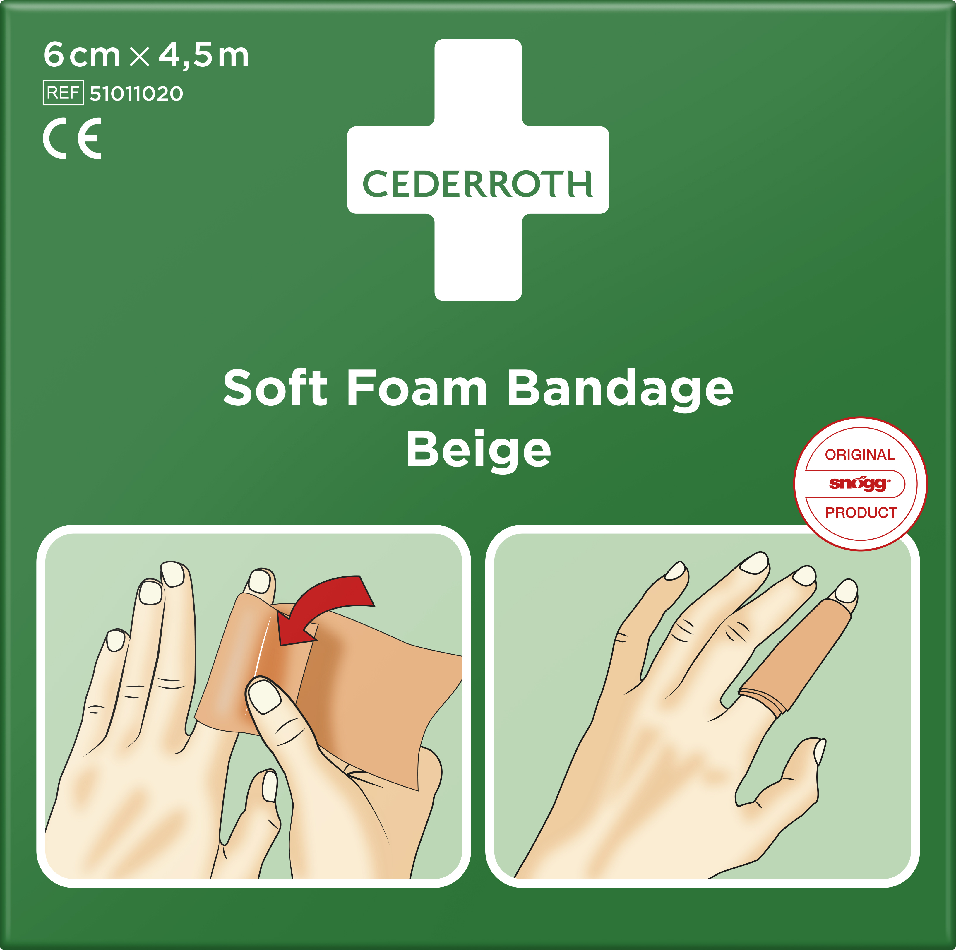 CEDERROTH Soft Foam Bandage Beige 6 cm x 4,5 m