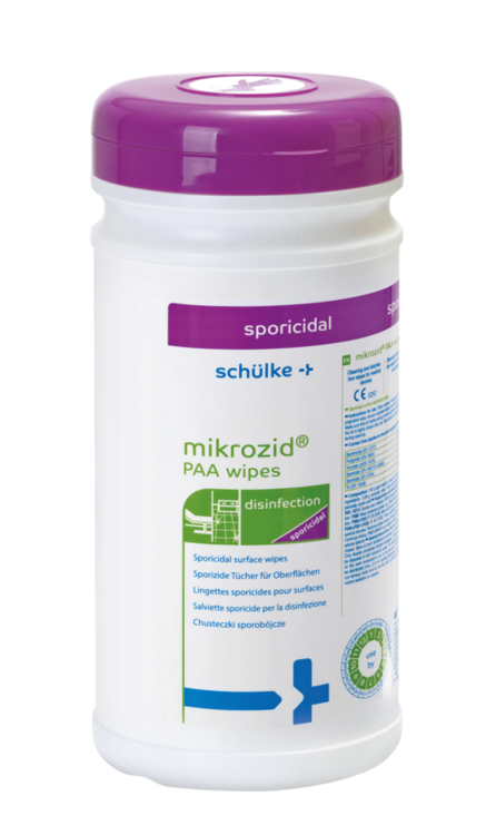 mikrozid PAA wipes - Spenderdose à 50 Desinfektionstücher - Karton à 10 Dosen