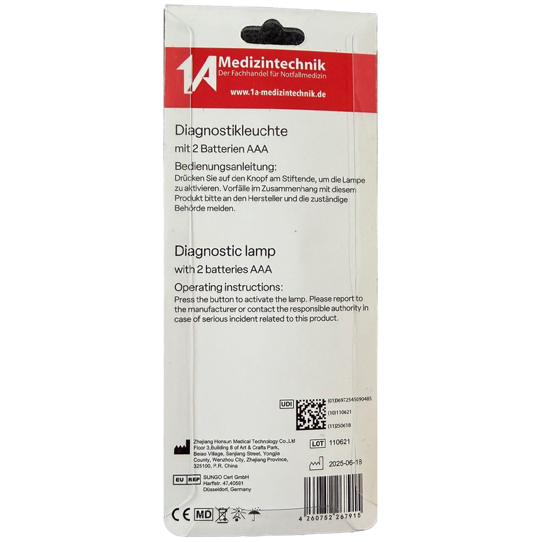 1A Diagnostikleuchte mit Druckknopf, weiß mit roter Aufschrift 1A Diagnostikleuchte mit Druckknopf, weiß mit roter Aufschrift