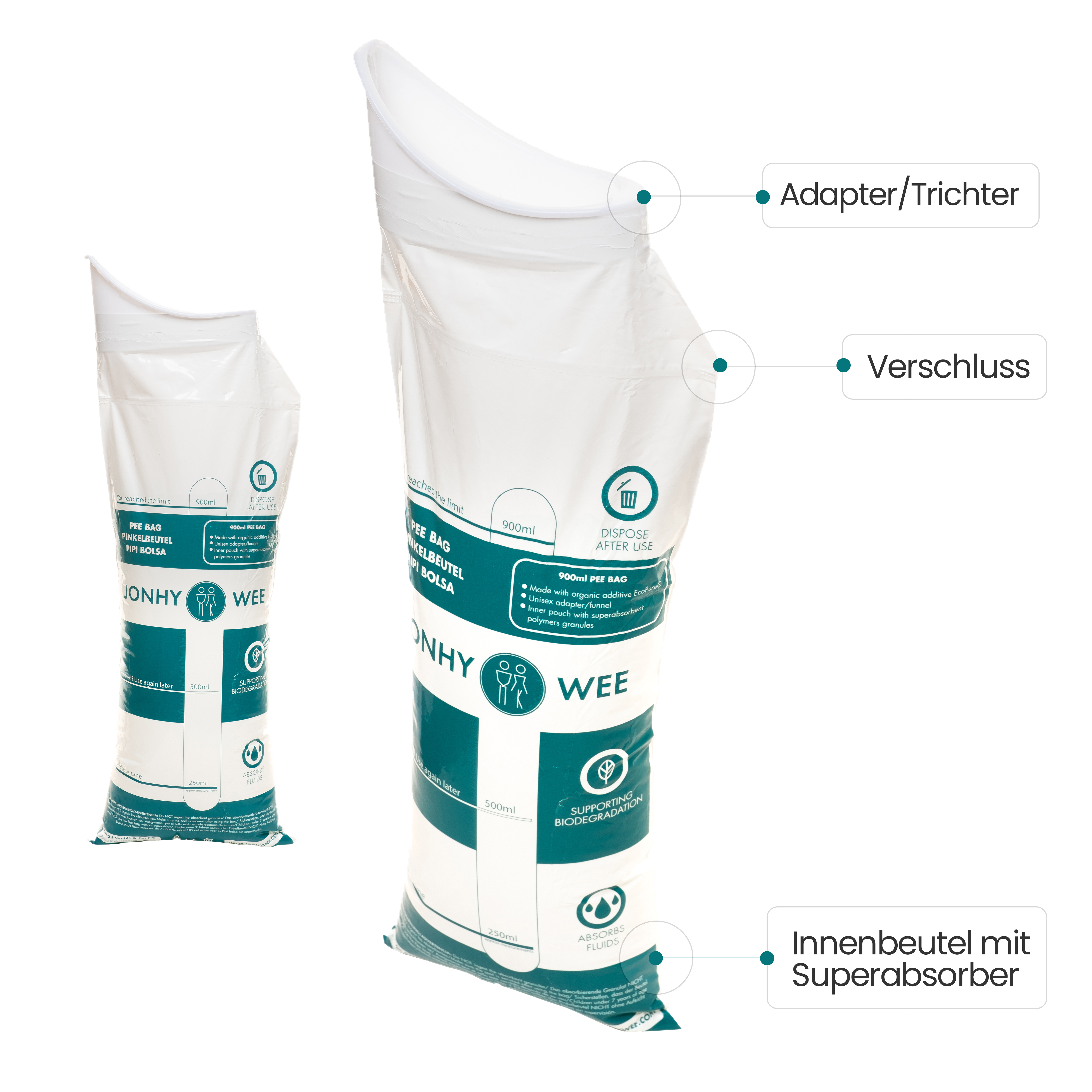 Jonhy Wee Unisex Pinkelbeutel, 900 ml, Packung à 3 Beutel Jonhy Wee Unisex Pinkelbeutel, 900 ml, Packung à 3 Beutel