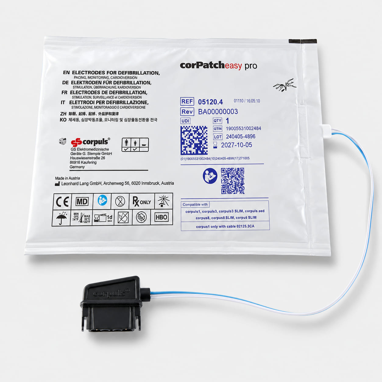 corPatch easy Pro Multifunktionselektroden für corpuls 1,3 und aed - 1 Paar