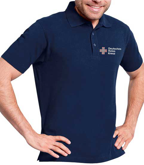 Herren 220 % Stick Poloshirt g/m² navy Baumwolle, 100 Logo DRK