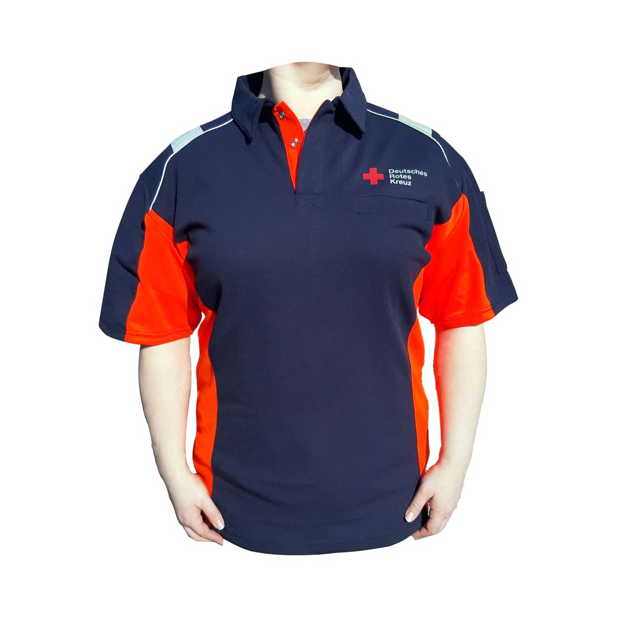 Poloshirt Dynamic in marineblau/neonrot