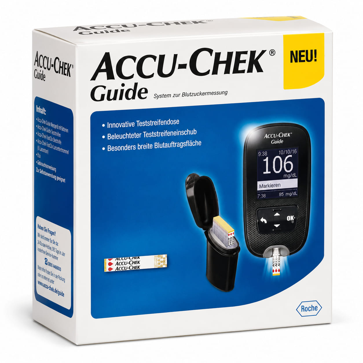 ACCU-CHEK Guide Blutzuckermessgerät, Set mit 10 Teststreifen