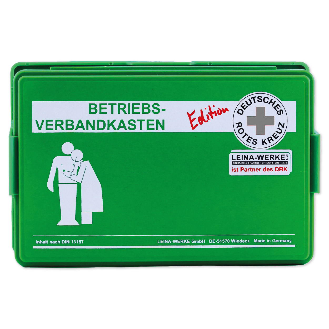 Betriebsverbandkasten - klein - DRK-Edition, grün, mit Wandhalterung