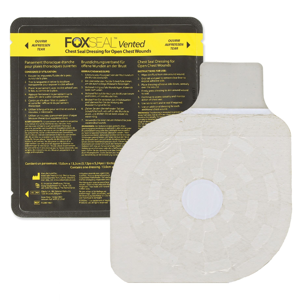 Foxseal Vented Chest Seal Thorax Pflaster mit Ventil Foxseal Vented Chest Seal Thorax Pflaster mit Ventil