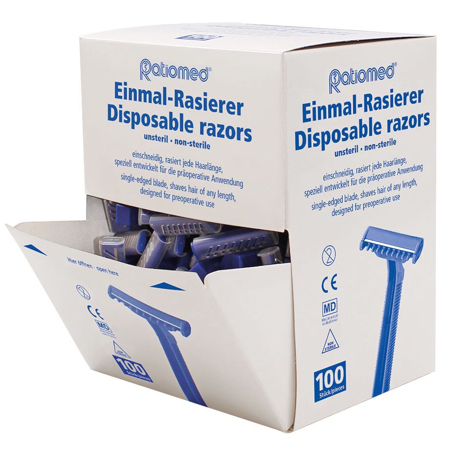Einmal-Rasierer einschneidig in blau - Packung à 100 Stück