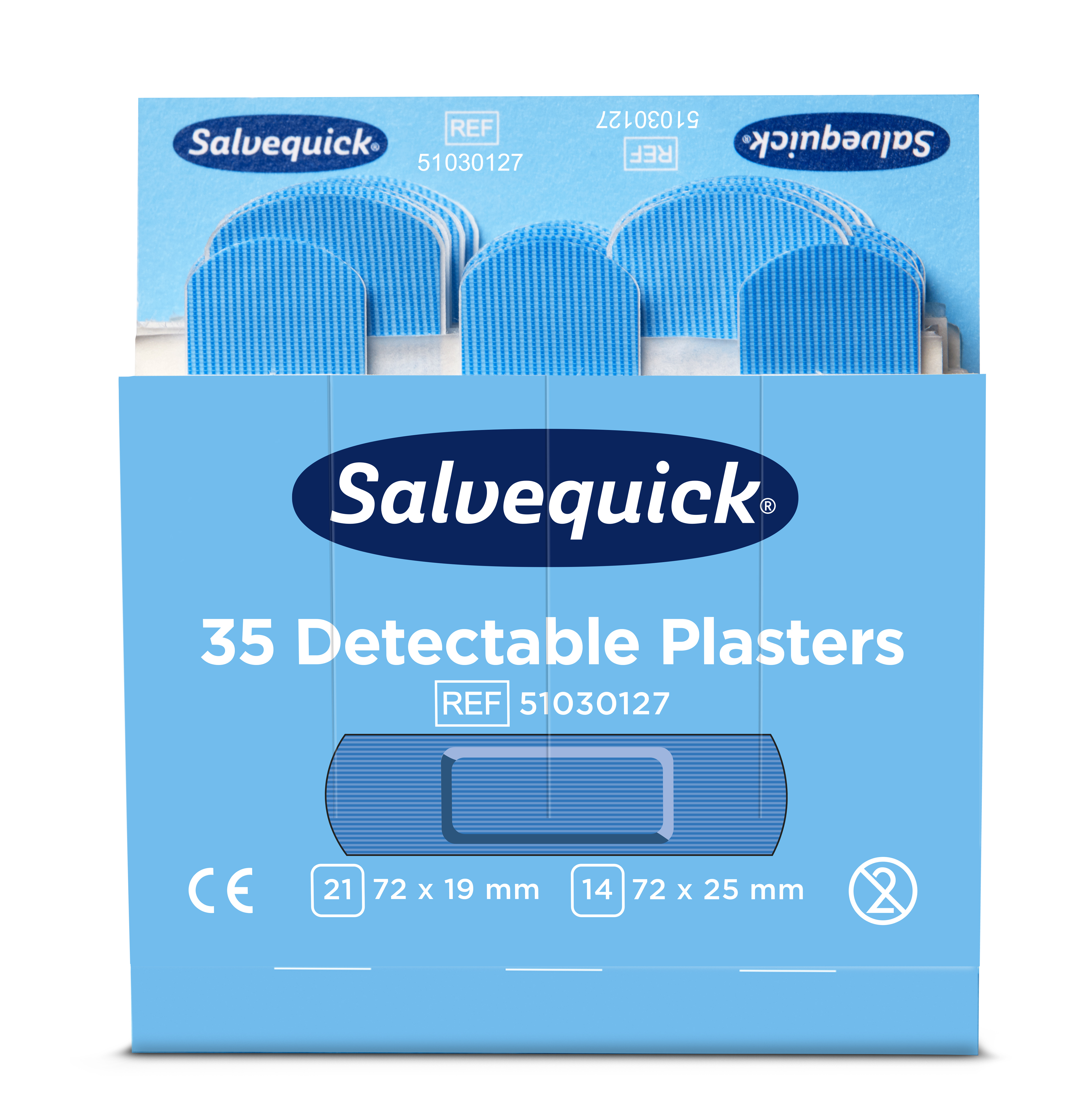 CEDERROTH Salvequick Blue Detectable Pflastermix - Packung à 6 x 35 Stück