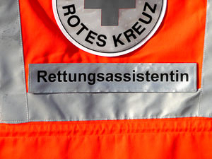 Rückenschild Rettungsassistentin in silber