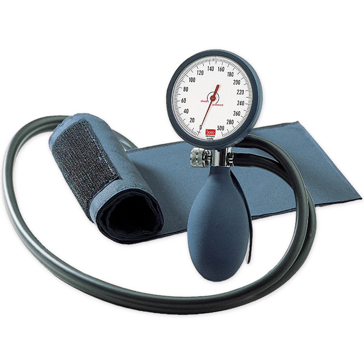 boso clinicus II Blutdruckmessgerät blau mit Klettenmanschette, Ø 60 mm 
