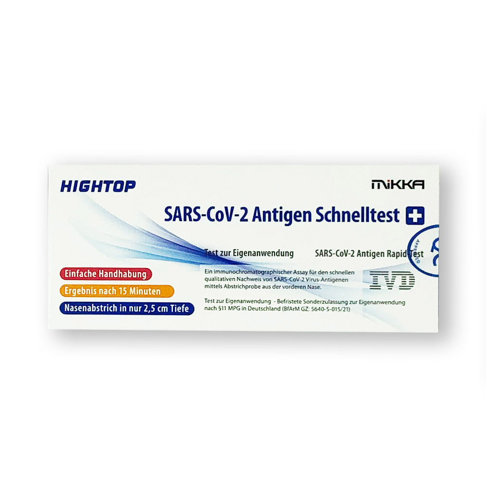 HIGHTOP Nasen-Abstrich-Test für Laien (Colloidal Gold) - Corona Antigen-Schnelltest - 1 Stück HIGHTOP Nasen-Abstrich-Test für Laien (Colloidal Gold) - Corona Antigen-Schnelltest - 1 Stück