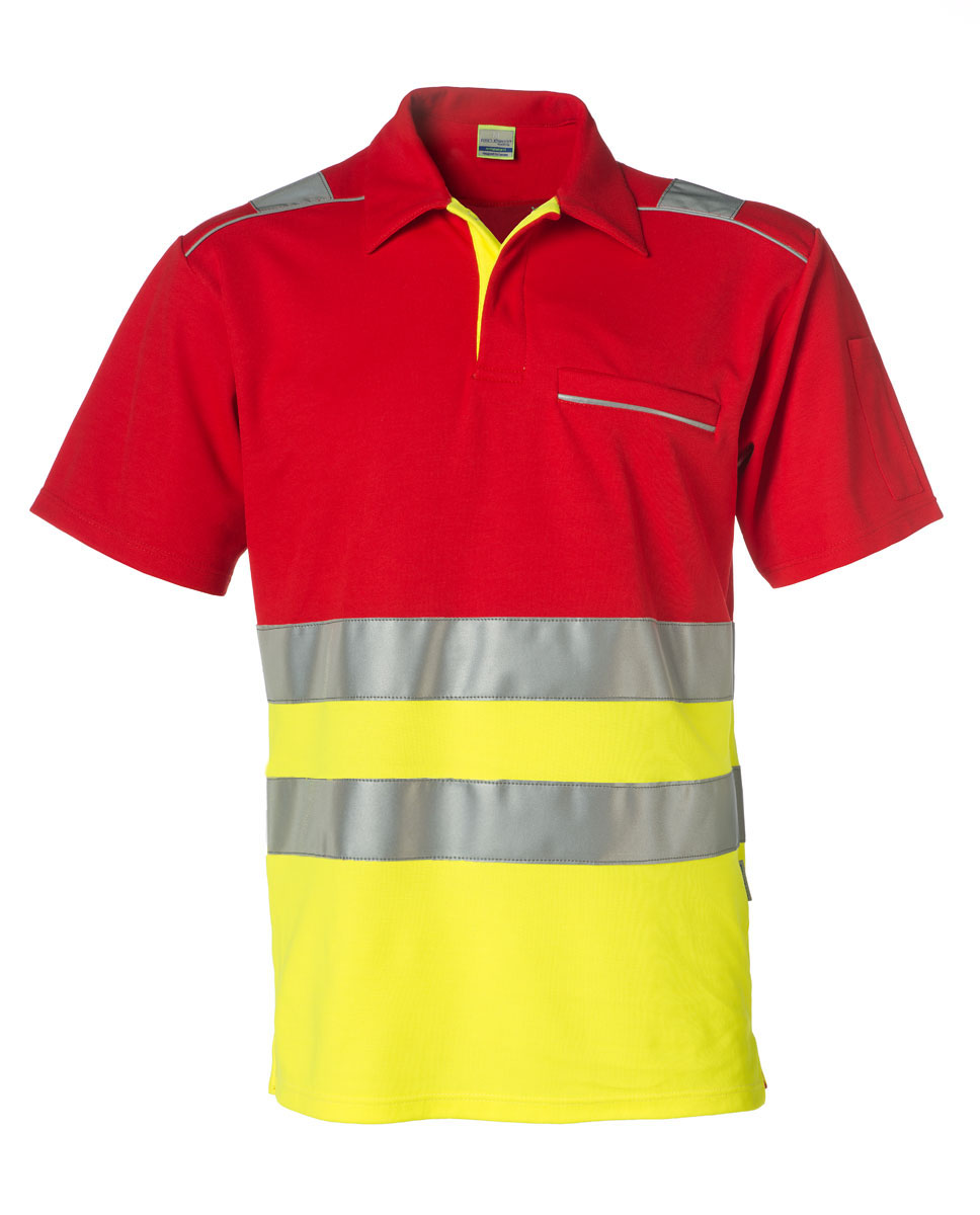 Poloshirt Hi Vis neongelb/rot