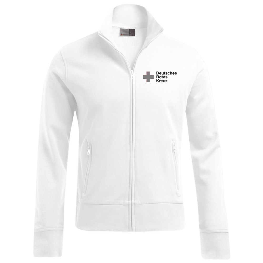 Sweat-Jacke weiß mit DRK Kompaktlogo Sweat-Jacke weiß mit DRK Kompaktlogo