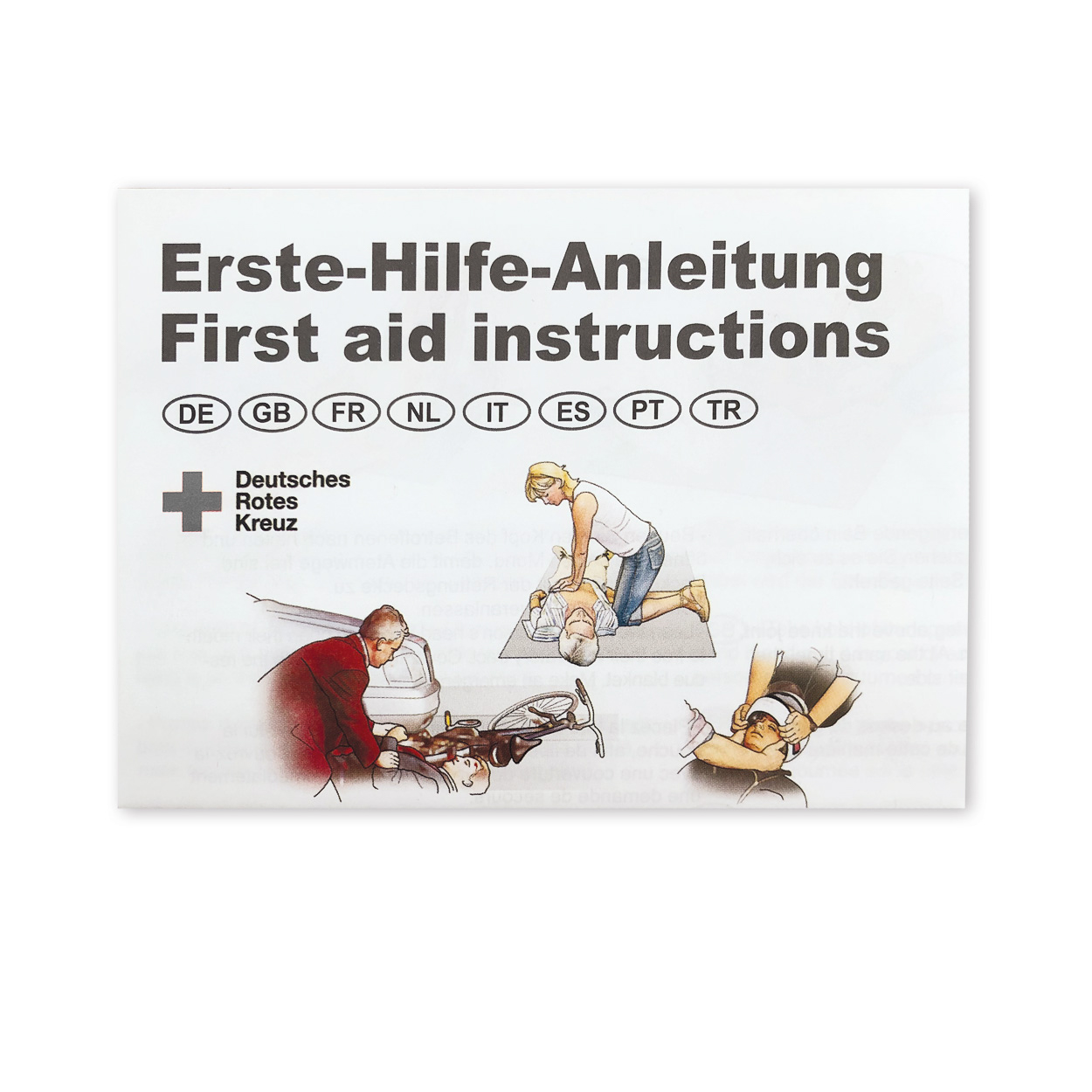 Faltblatt Anleitung zur Ersten Hilfe 8-sprachig - Packung à 50 Stück