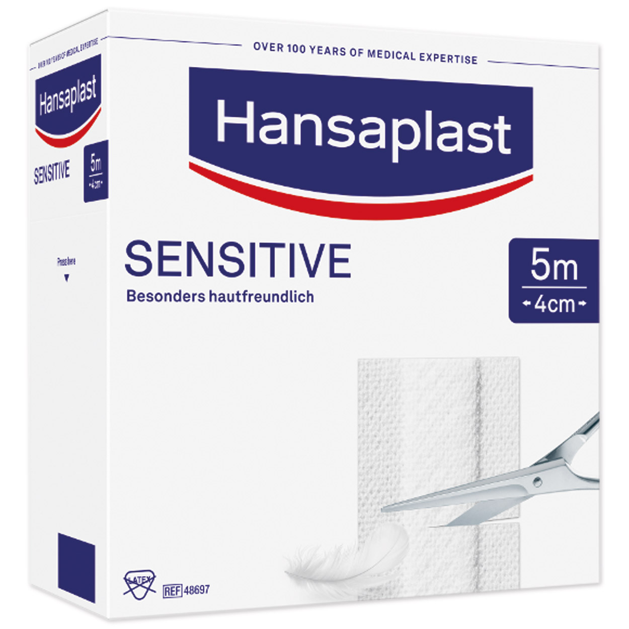 Hansaplast Sensitive Wundpflaster 5 m x 4 cm in weiß