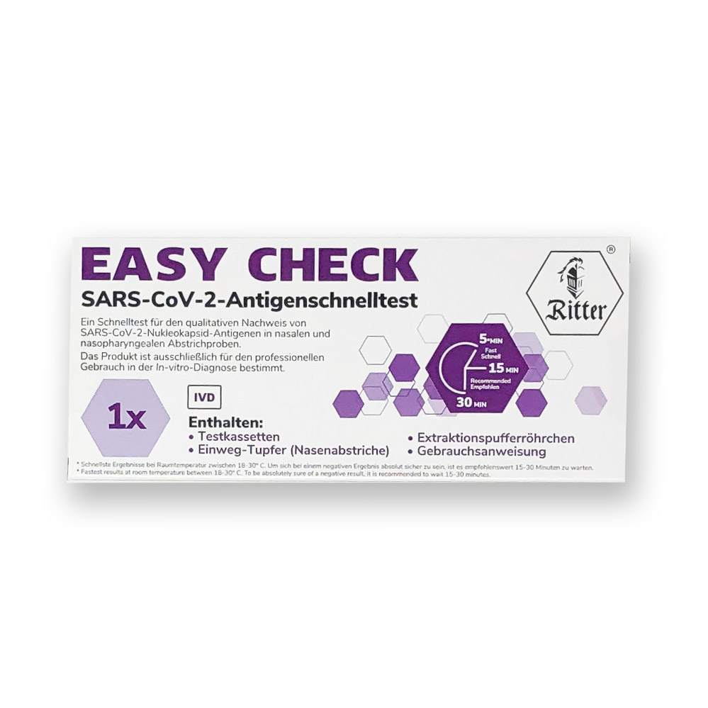 EASY CHECK Nasen-Abstrich-Test (Colloidal Gold) - Corona Antigen-Schnelltest - 20 Packungen á 1 Stk. EASY CHECK Nasen-Abstrich-Test (Colloidal Gold) - Corona Antigen-Schnelltest - 20 Packungen á 1 Stk.