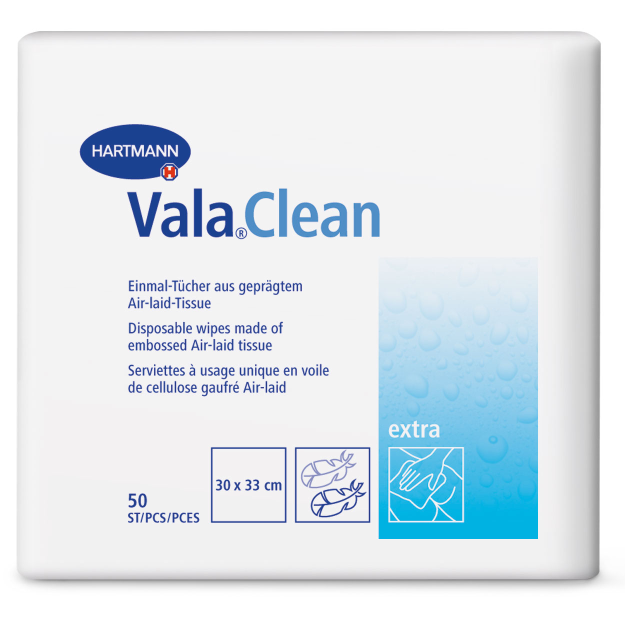 Vala®Clean extra Einmal-Tücher 30 x 33 cm - Packung à 50 Stück