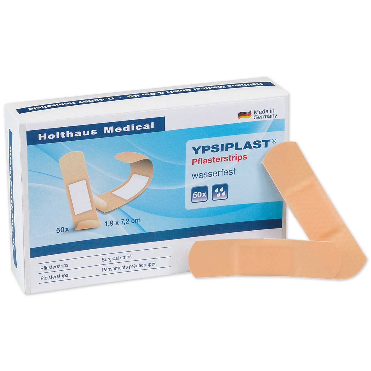 YPSIPLAST Wundpflasterstrips, 2,5 x 7,2 cm - Packung à 50 Stück