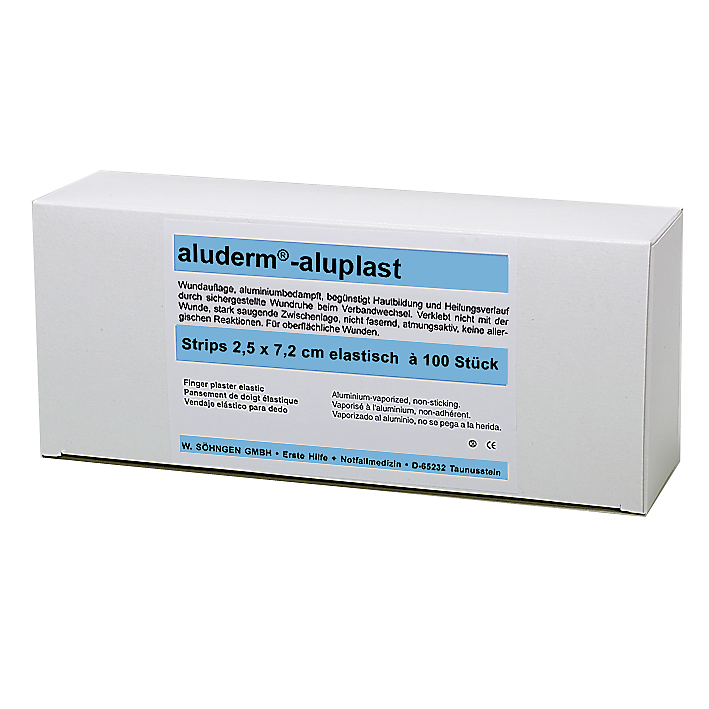 aluderm®-aluplast elastisch Strips 2,5 x 7,2 cm 100 Stück aluderm®-aluplast elastisch Strips 2,5 x 7,2 cm 100 Stück