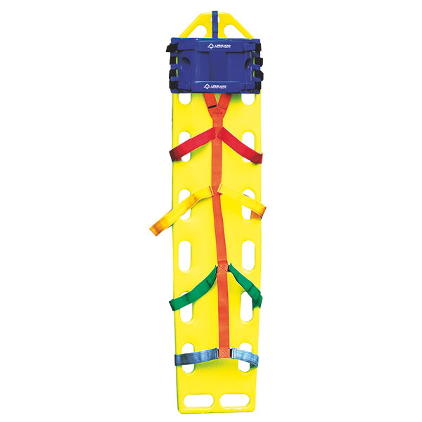 Spineboard mit 10-Punkt Fixiersystem und Head-Fix Kopffixierung