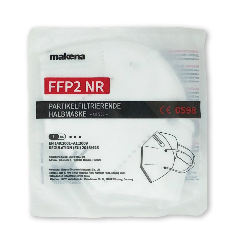 FFP2 Atemschutzmaske Makena NR, einzeln verpackt FFP2 Atemschutzmaske Makena NR, einzeln verpackt