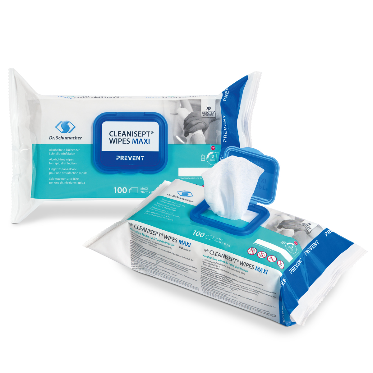 CLEANISEPT WIPES maxi Desinfektionstücher, 1 Flowpack à 100 Tücher