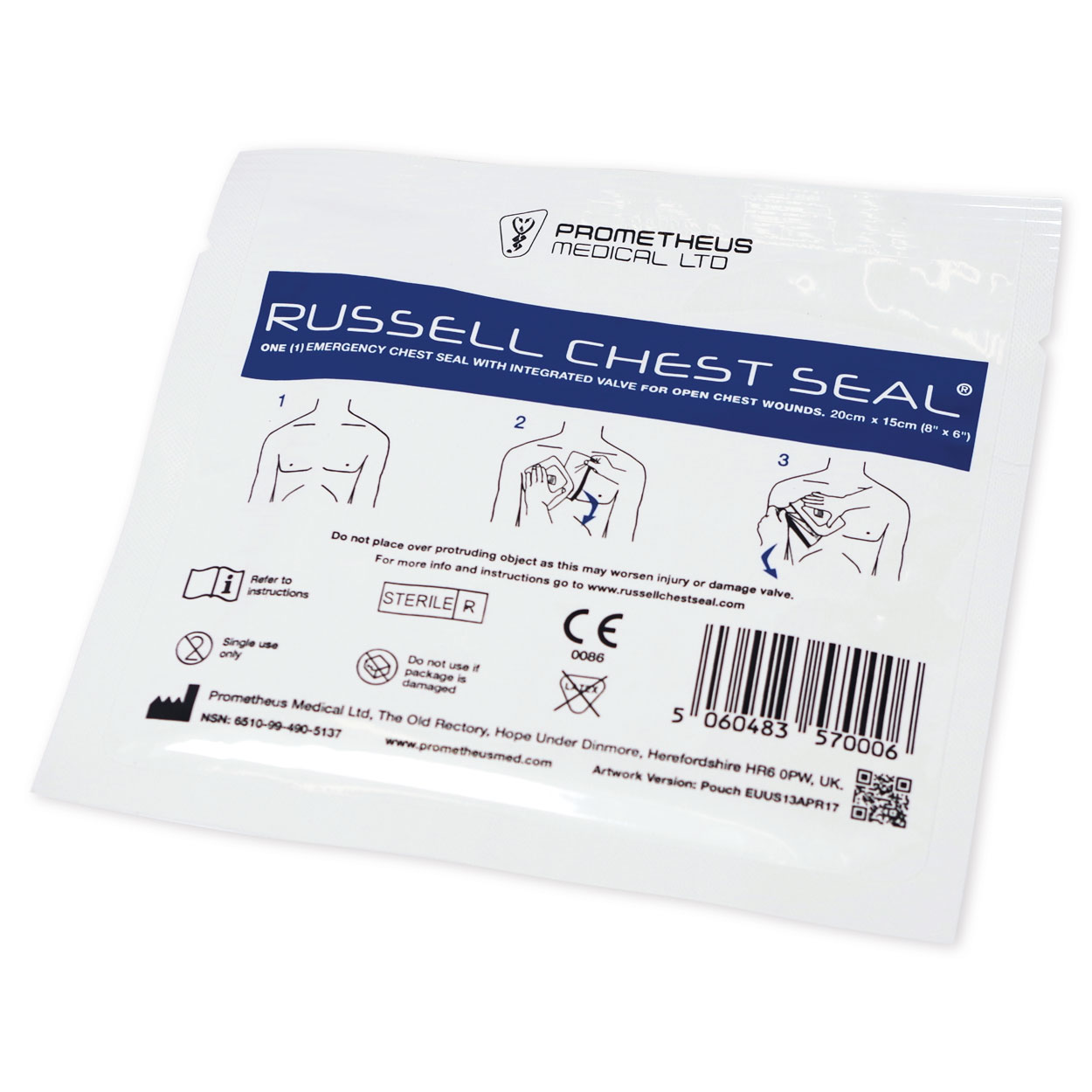 RUSSEL CHEST SEAL Thoraxverschlusspflaster, 20 x 15 cm