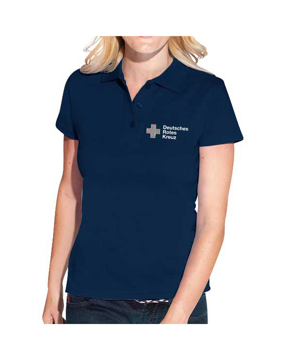 DRK Damen Poloshirt navy Logo Stick