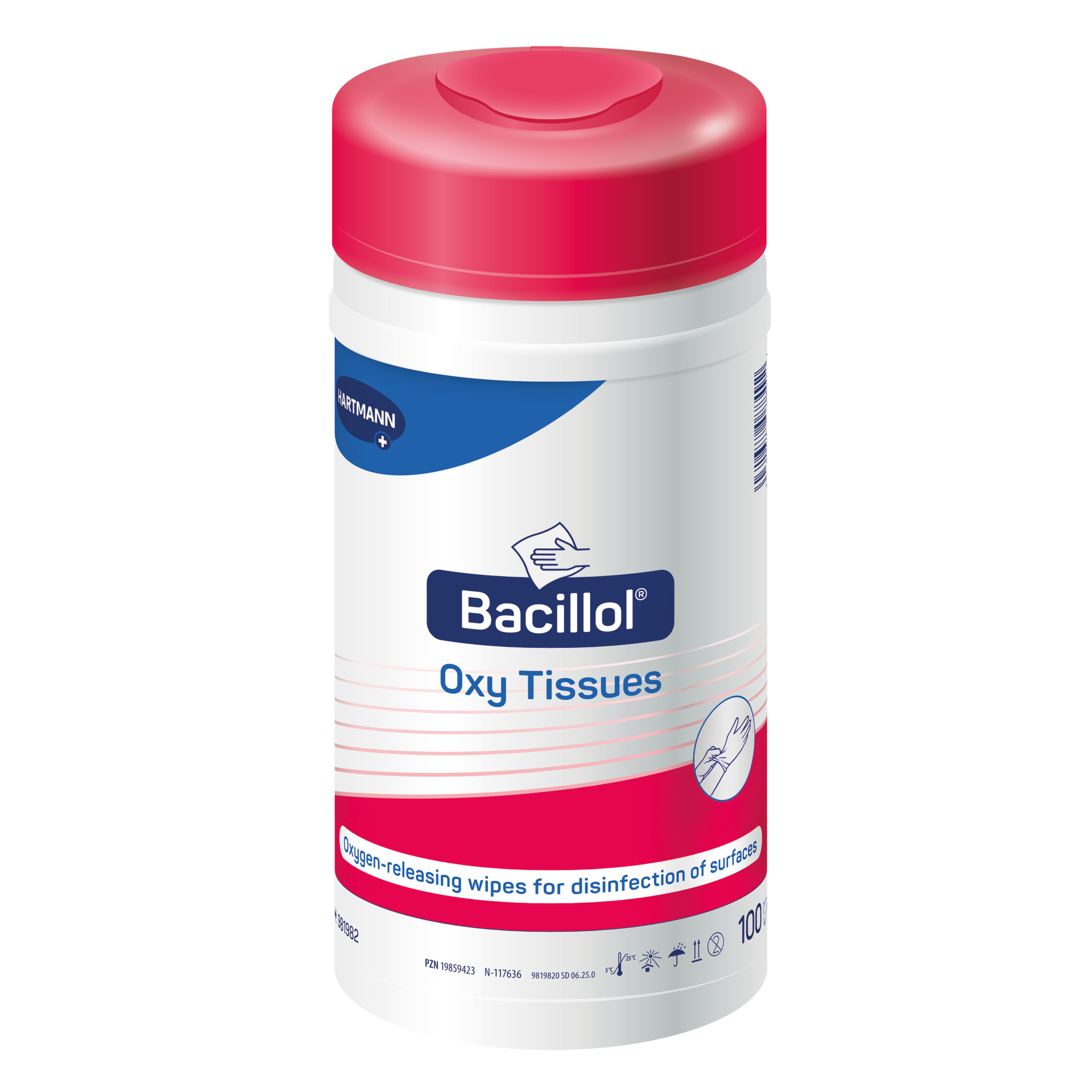 Bacillol Oxy Tissues 20 x 20 cm - Karton à 6 Dosen à 100 Tücher