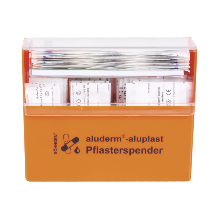 Wundpflasterspender aluderm®-aluplast gefüllt Wundpflasterspender aluderm®-aluplast gefüllt