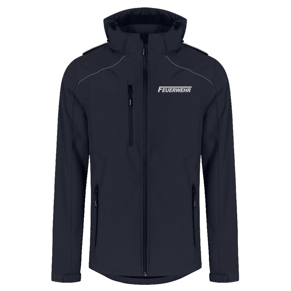 Feuerwehr Softshell Jacke Herren navy Logo Druck