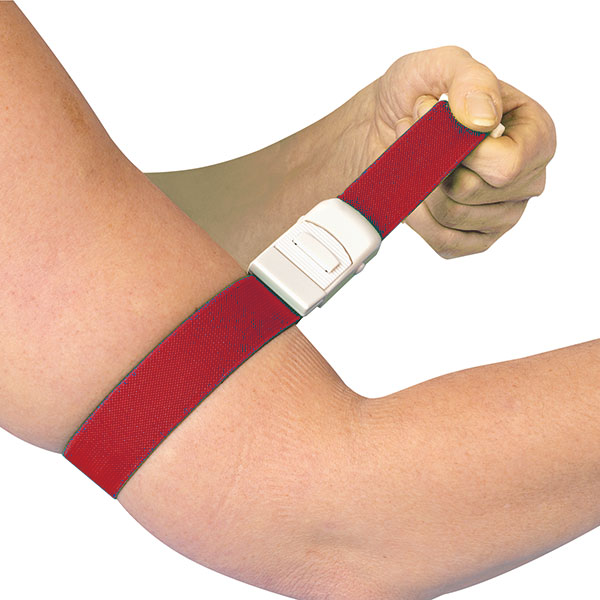 Venenstauer, rot, 40 cm, Einhandbedienung Venenstauer, rot, 40 cm, Einhandbedienung