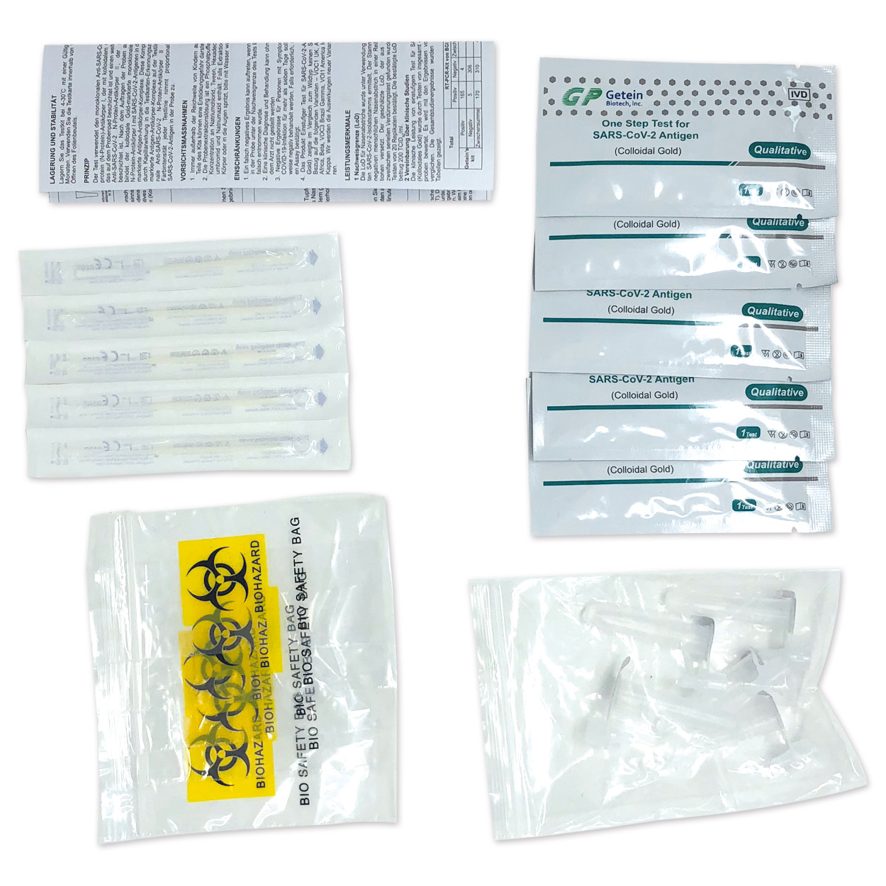 Getein Nasen-Abstrich-Test für Laien - Corona Antigen Schnelltest - Packung à 5 Stück