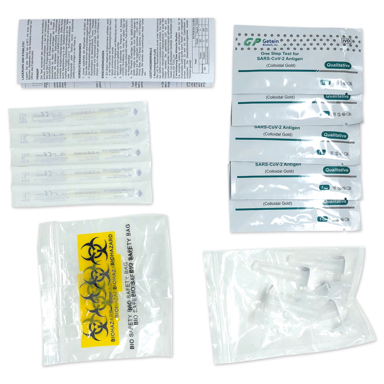 Getein Nasen-Abstrich-Test für Laien - Corona Antigen Schnelltest - Packung à 5 Stück Getein Nasen-Abstrich-Test für Laien - Corona Antigen Schnelltest - Packung à 5 Stück