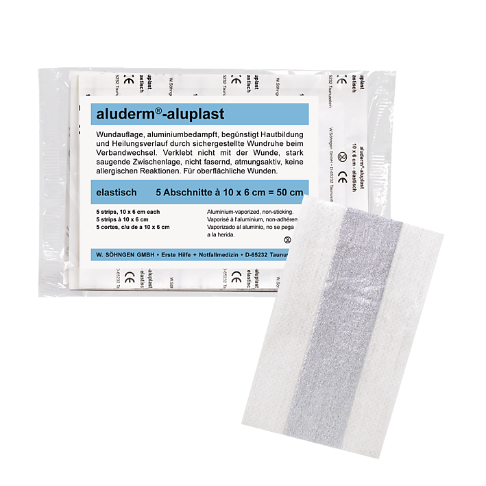 Wundpflaster aluderm® - aluplast elastisch 10 x 6 cm - Beutel à 5 Stück