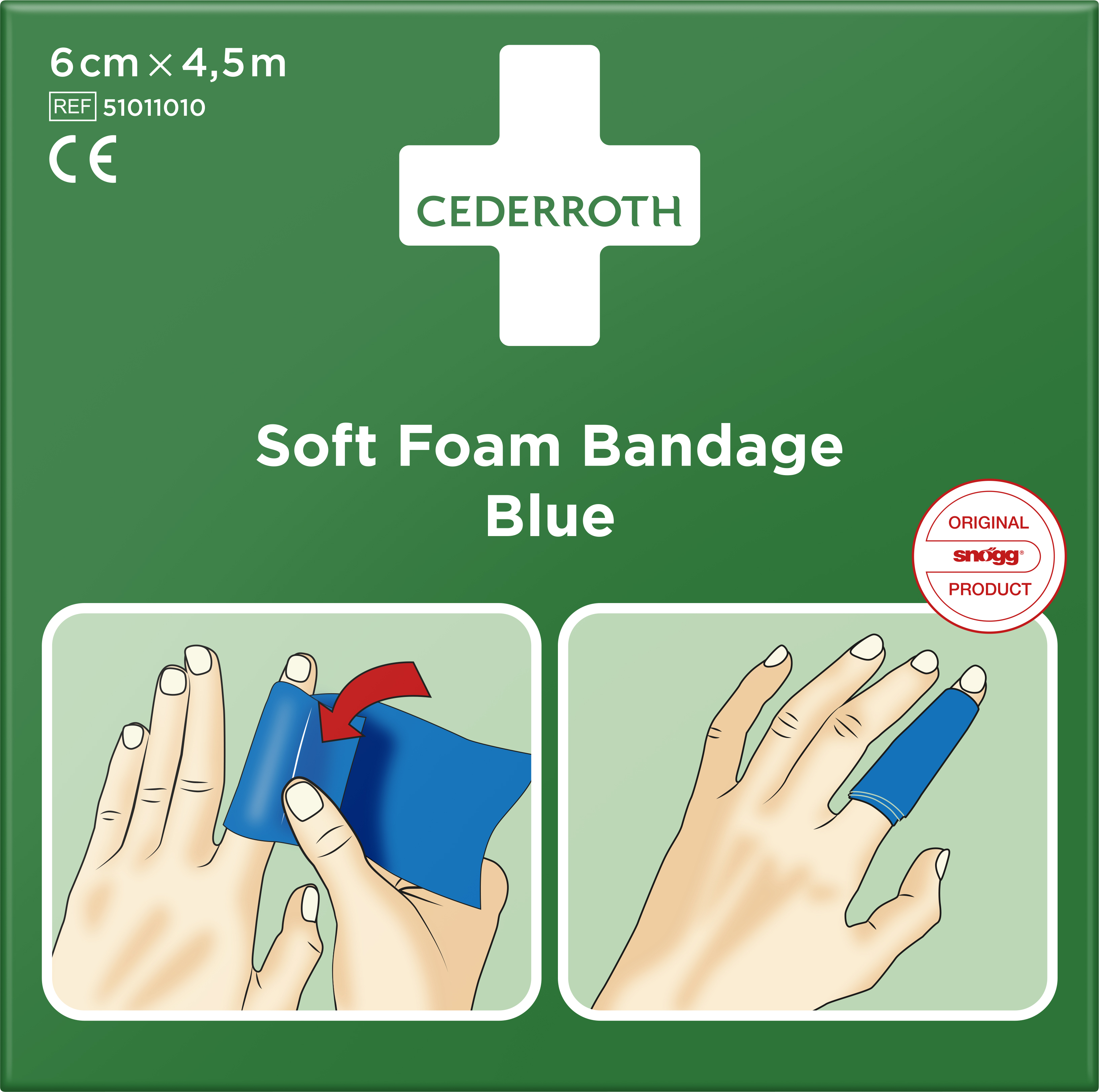 CEDERROTH Soft Foam Bandage Blue 6 cm x 4,5 m