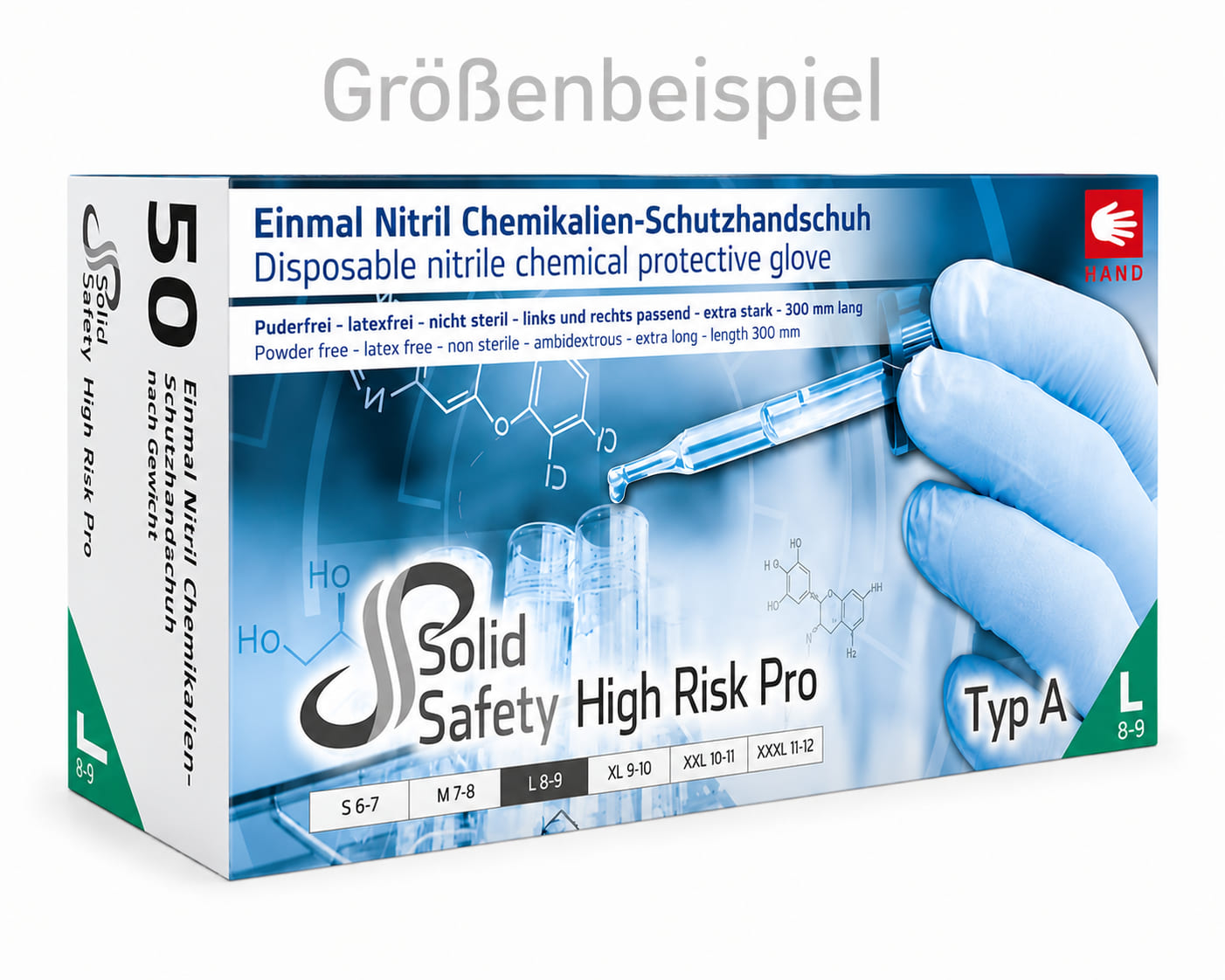 Chemikalienschutzhandschuhe SolidSafety High Risk Pro - Packung à 50 Stück