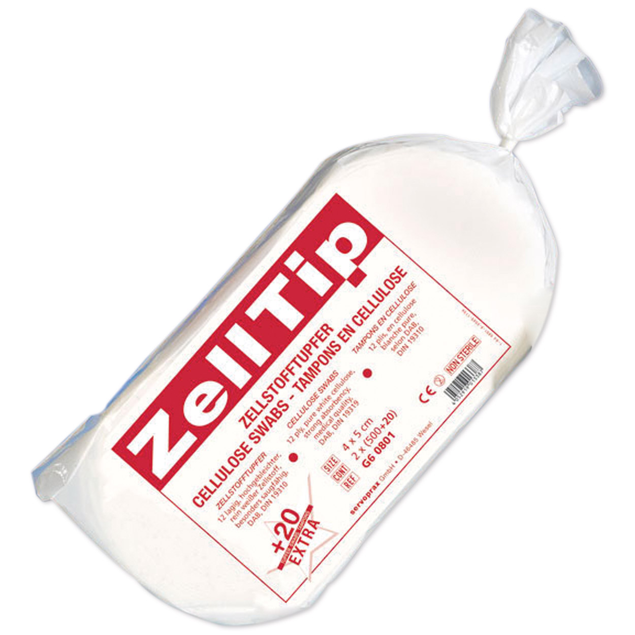 Zelltip Zellstofftupfer 4 x 5 cm, unsteril - Packung à 2 x 520 Stück Zelltip Zellstofftupfer 4 x 5 cm, unsteril - Packung à 2 x 520 Stück